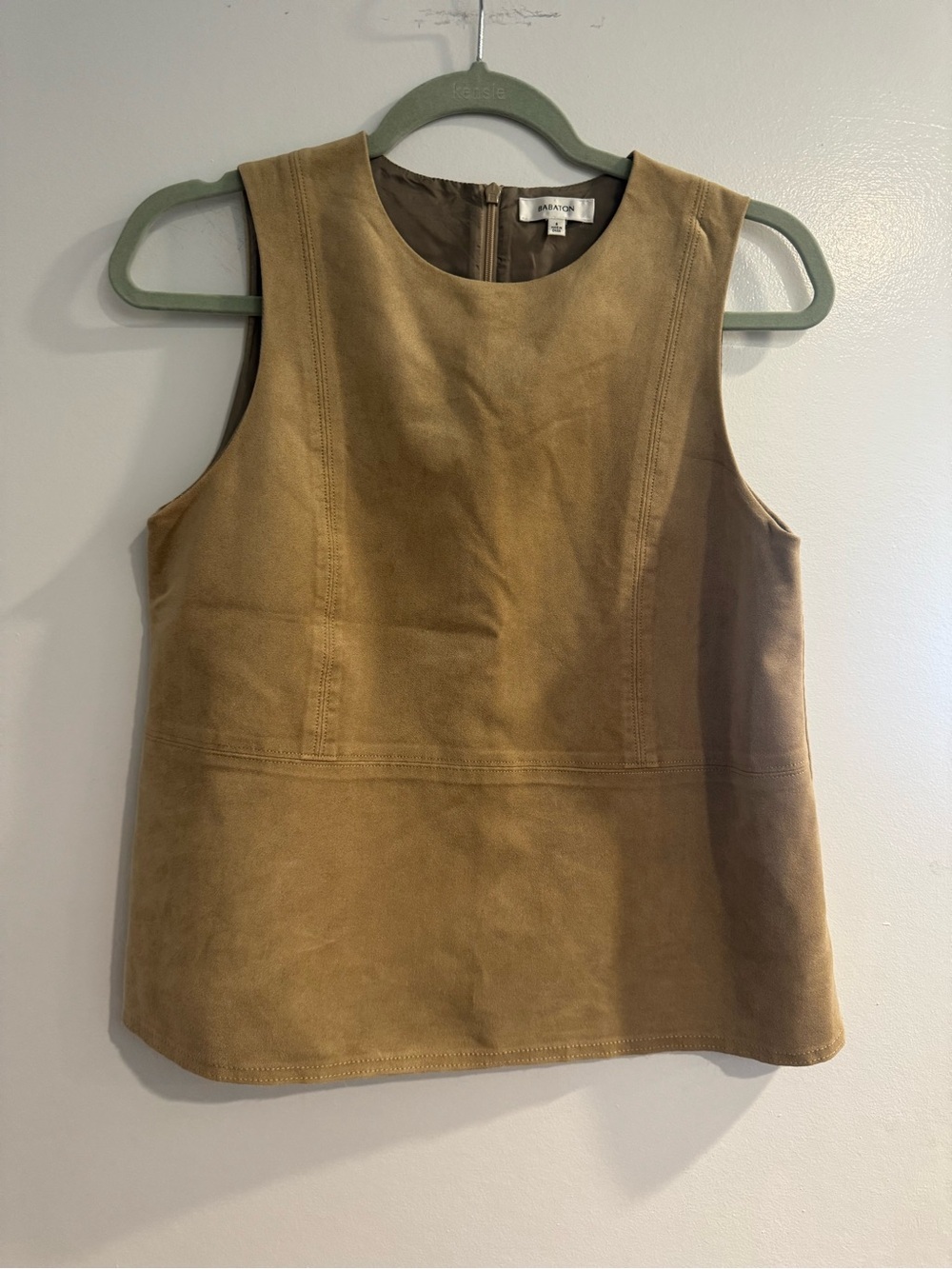 Babaton Suede Sleeveless Tank Top Camel | minimalist top | size small